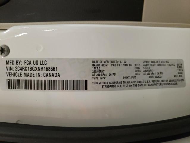 2C4RC1BGXNR168661 - 2022 CHRYSLER PACIFICA TOURING L WHITE photo 13