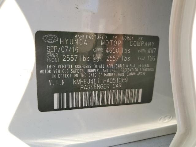 KMHE34L11HA051369 - 2017 HYUNDAI SONATA HYBRID WHITE photo 13