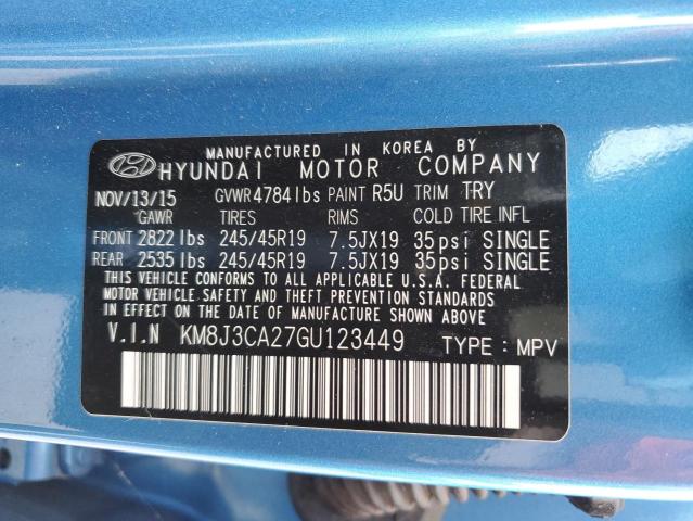 KM8J3CA27GU123449 - 2016 HYUNDAI TUCSON LIMITED BLUE photo 13