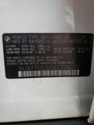 5UXFF0C50ALT76275 - 2010 BMW X5 XDRIVE35D WHITE photo 12