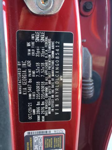 5XYRLDLCXNG085412 - 2022 KIA SORENTO S RED photo 12