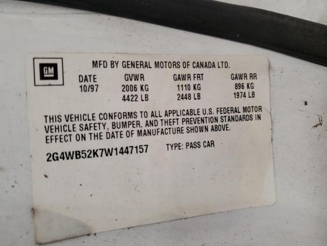 2G4WB52K7W1447157 - 1998 BUICK REGAL LS 白色 照片 12