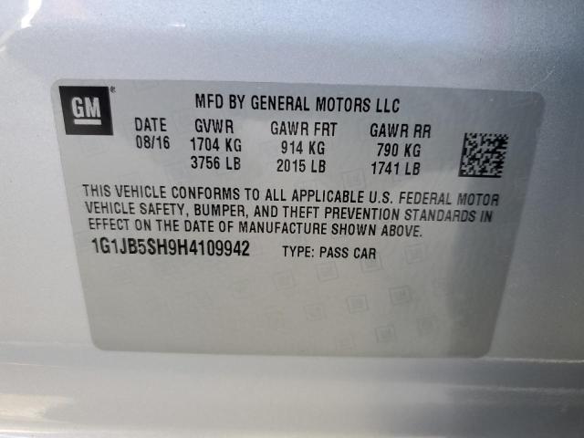 1G1JB5SH9H4109942 - 2017 CHEVROLET SONIC LS 银色 照片 12