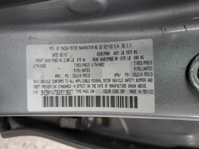 3MZBM1W79GM313687 - 2016 MAZDA 3 TOURING SILVER photo 12