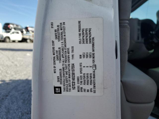 1GTCS14X238197554 - 2003 GMC SONOMA WHITE photo 12