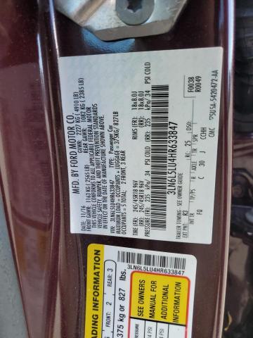 3LN6L5LU4HR633847 - 2017 LINCOLN MKZ HYBRID SELECT MAROON photo 13