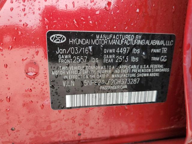 5NPE24AF2GH373287 - 2016 HYUNDAI SONATA SE RED photo 12