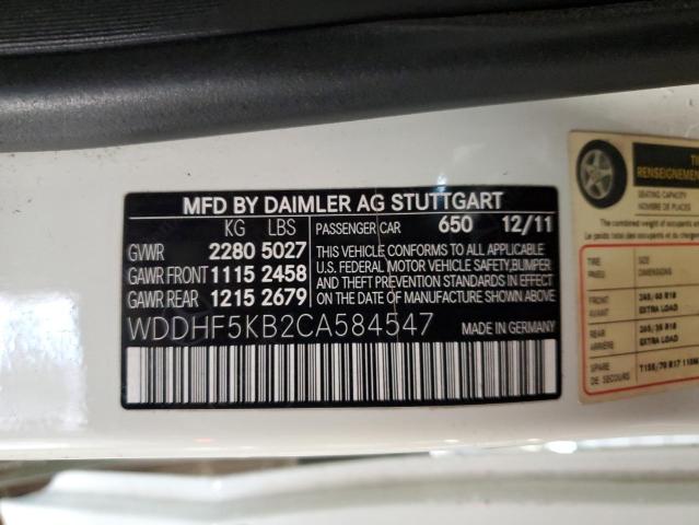 WDDHF5KB2CA584547 - 2012 MERCEDES-BENZ E 350 WHITE photo 12