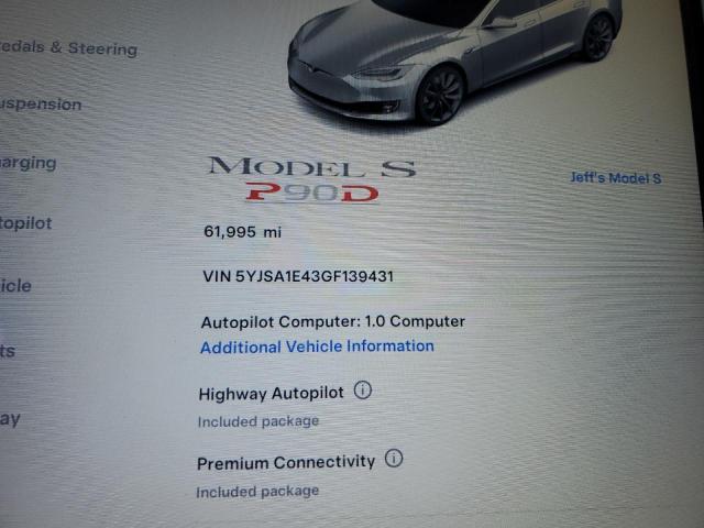 5YJSA1E43GF139431 - 2016 TESLA MODEL S SILVER photo 9