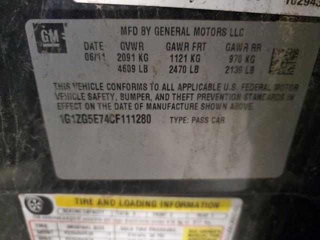 1G1ZG5E74CF111280 - 2012 CHEVROLET MALIBU LTZ أسود صورة 12