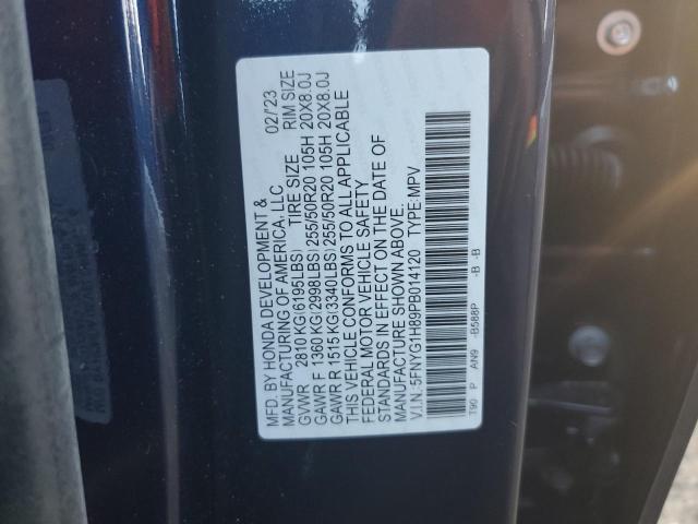 5FNYG1H89PB014120 - 2023 HONDA PILOT ELITE BLUE photo 14