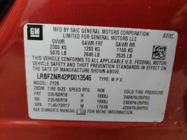 LRBFZNR42PD013546 - 2023 BUICK ENVISION ESSENCE أحمر صورة 13