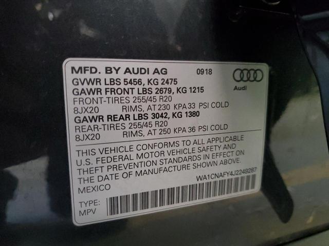 WA1CNAFY4J2249287 - 2018 AUDI Q5 PRESTIGE CHARCOAL photo 13