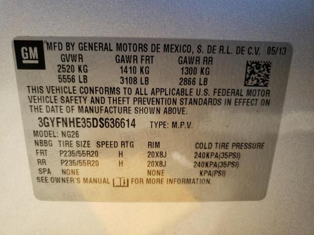 3GYFNHE35DS636614 - 2013 CADILLAC SRX PERFORMANCE COLLECTION Күміс фото 13