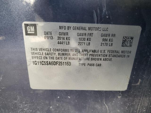 1G11C5SA6DF251163 - 2013 CHEVROLET MALIBU 1LT BLUE photo 12