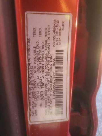 5TEGN92NX2Z076244 - 2002 TOYOTA TACOMA DOUBLE CAB PRERUNNER RED photo 12