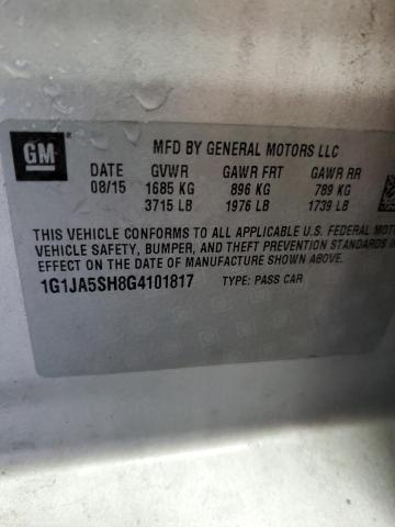 1G1JA5SH8G4101817 - 2016 CHEVROLET SONIC LS 银色 照片 12