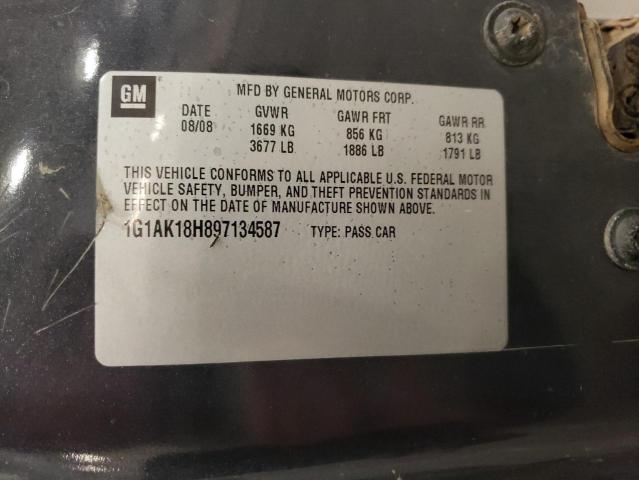 1G1AK18H897134587 - 2009 CHEVROLET COBALT LS GRAY photo 12