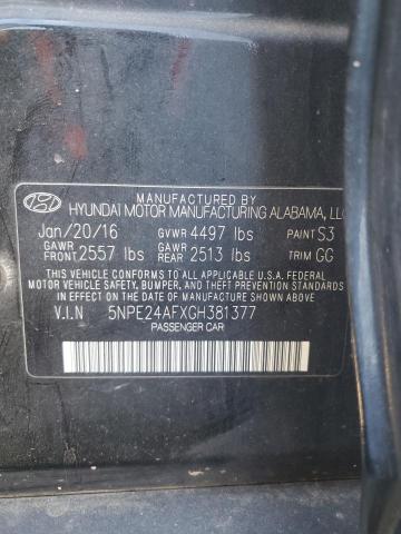 5NPE24AFXGH381377 - 2016 HYUNDAI SONATA SE BLACK photo 12