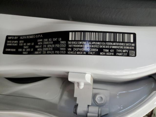 ZASPAKBN1K7C68654 - 2019 ALFA ROMEO STELVIO TI WHITE photo 13