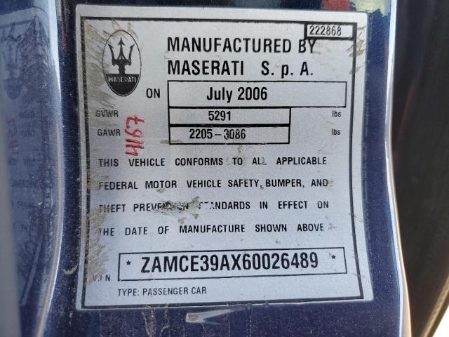 ZAMCE39AX60026489 - 2006 MASERATI QUATTROPOR M139 BLUE photo 12