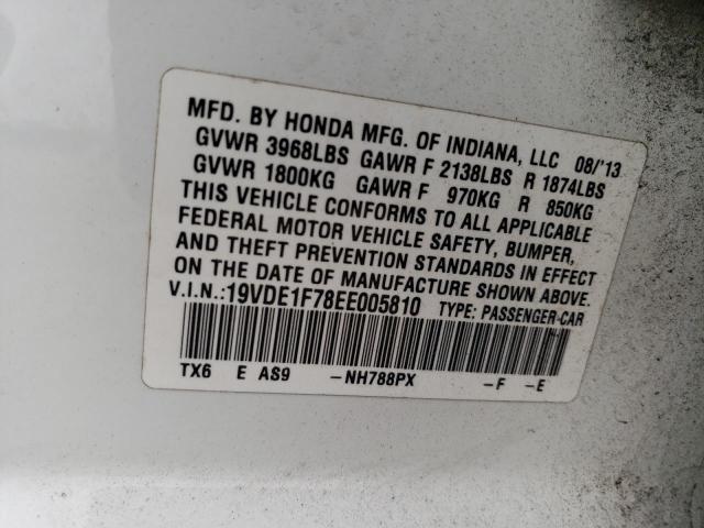 19VDE1F78EE005810 - 2014 ACURA ILX 20 TECH WHITE photo 12