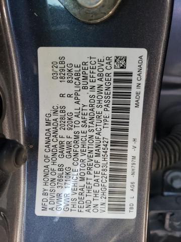 2HGFC2F83LH545427 - 2020 HONDA CIVIC SPORT 灰色 照片 13