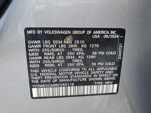 1V2WE2CA9RC250116 - 2024 VOLKSWAGEN ATLAS CROS SE فضي صورة 14