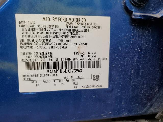 MAJ6P1UL4JC173963 - 2018 FORD ECOSPORT SE BLUE photo 13