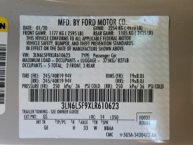 3LN6L5F9XLR610623 - 2020 LINCOLN MKZ RESERVE თეთრი ფოტო 13