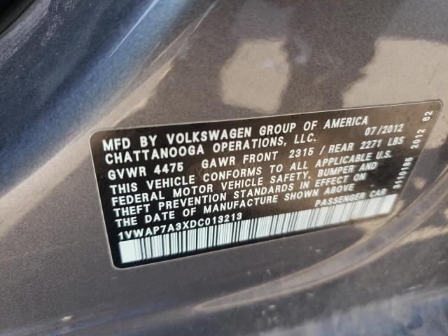 1VWAP7A3XDC013213 - 2013 VOLKSWAGEN PASSAT S SILVER photo 12