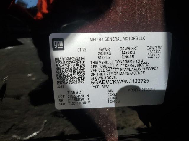 5GAEVCKW9NJ133725 - 2022 BUICK ENCLAVE AVENIR 栗色 照片 14