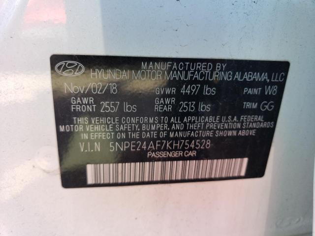 5NPE24AF7KH754528 - 2019 HYUNDAI SONATA SE WHITE photo 12