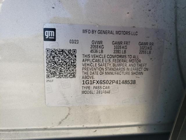 1G1FX6S02P4148538 - 2023 CHEVROLET BOLT EV 2LT SILVER photo 12