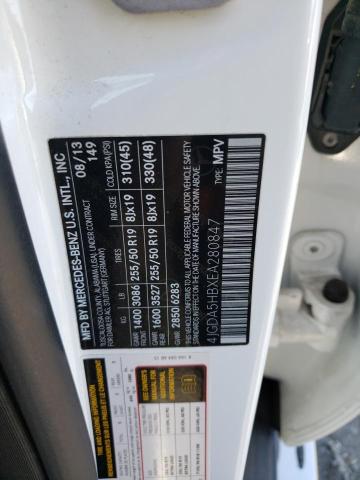 4JGDA5HBXEA280847 - 2014 MERCEDES-BENZ ML 350 4MATIC WHITE photo 12