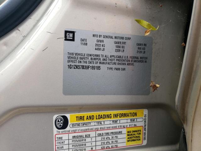 1G1ZK57B39F189185 - 2009 CHEVROLET MALIBU LTZ ბეჟი ფოტო 12