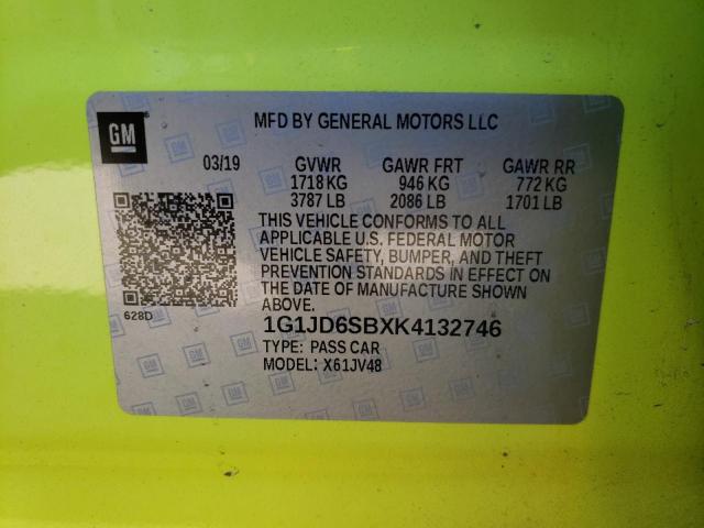 1G1JD6SBXK4132746 - 2019 CHEVROLET SONIC LT GREEN photo 13