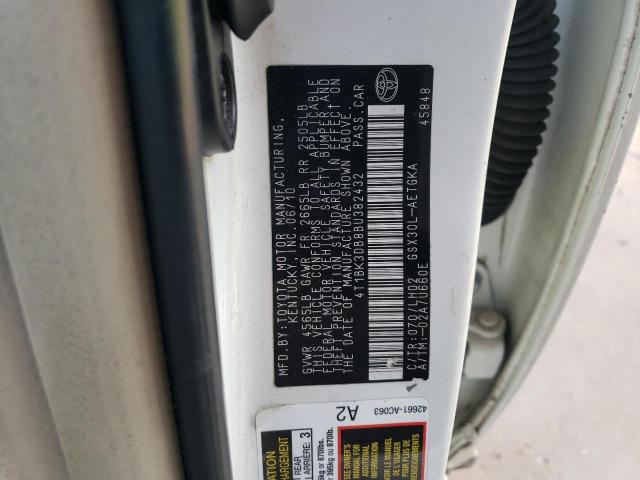 4T1BK3DB8BU382432 - 2011 TOYOTA AVALON BASE 白色 照片 12