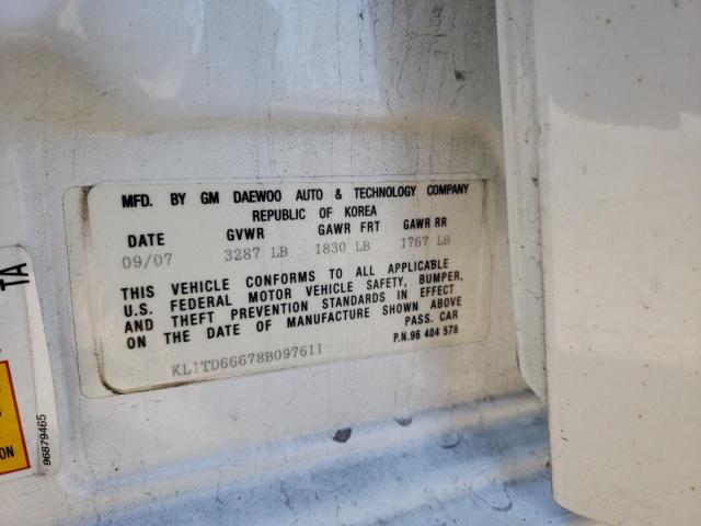 KL1TD66678B097611 - 2008 CHEVROLET AVEO BASE Ağ foto 12