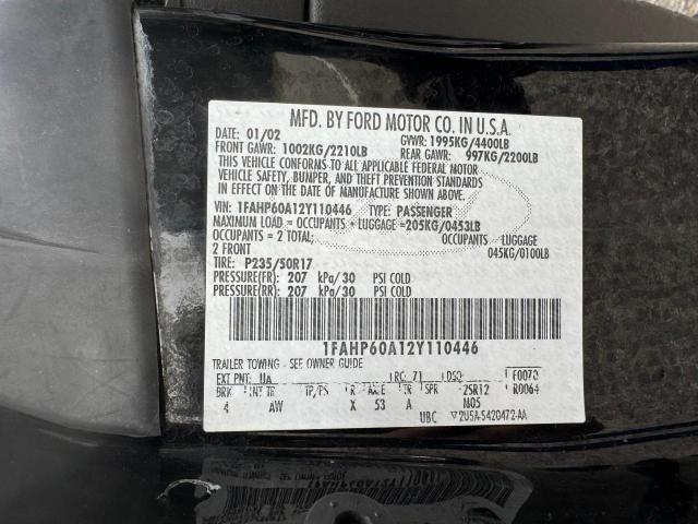 1FAHP60A12Y110446 - 2002 FORD THUNDERBIR BLACK photo 10