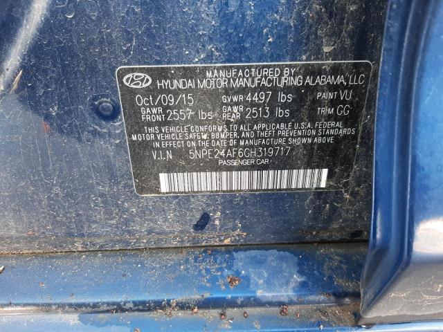 5NPE24AF6GH319717 - 2016 HYUNDAI SONATA SE BLUE photo 12