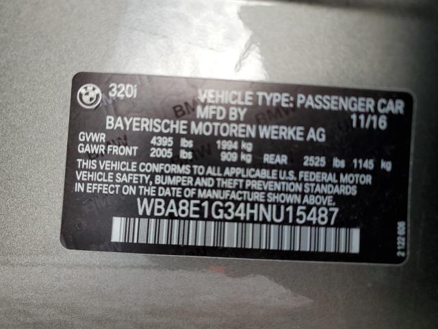 WBA8E1G34HNU15487 - 2017 BMW 320 I TAN photo 12