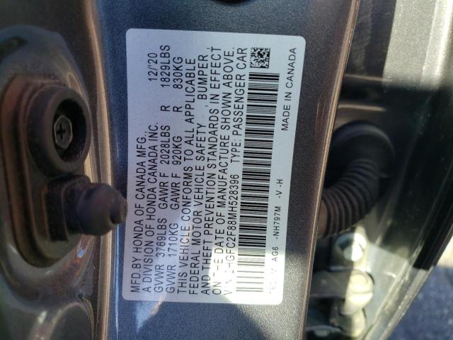 2HGFC2F88MH528396 - 2021 HONDA CIVIC SPORT 灰色 照片 12