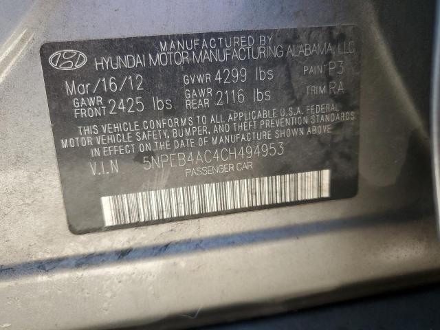 5NPEB4AC4CH494953 - 2012 HYUNDAI SONATA GLS SILVER photo 13