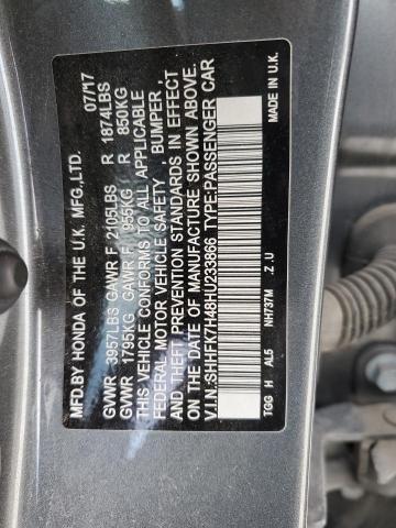 SHHFK7H48HU233866 - 2017 HONDA CIVIC SPORT 灰色 照片 12
