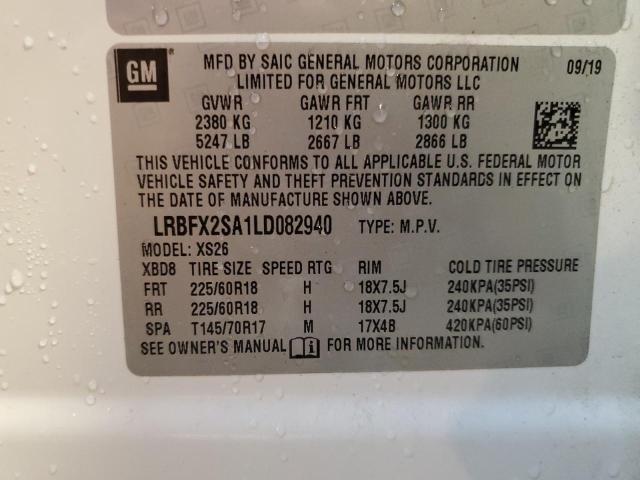 LRBFX2SA1LD082940 - 2020 BUICK ENVISION ESSENCE WHITE photo 14