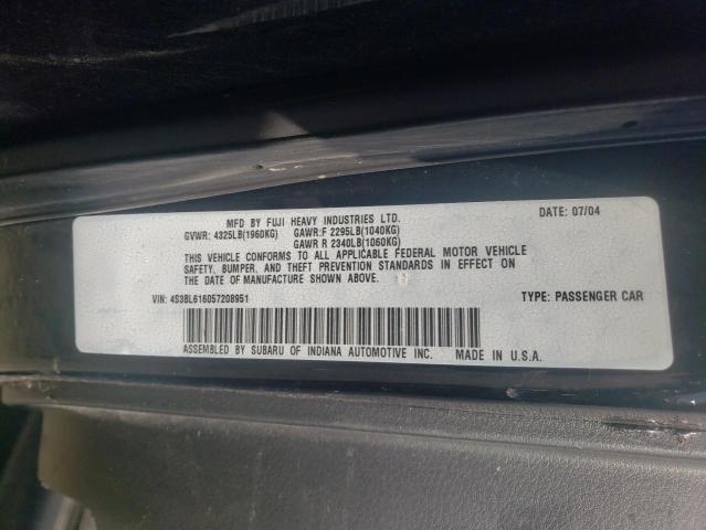 4S3BL616057208951 - 2005 SUBARU LEGACY 2.5I BLACK photo 12