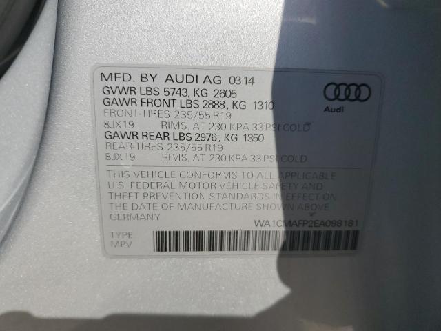 WA1CMAFP2EA098181 - 2014 AUDI Q5 TDI PREMIUM PLUS SILVER photo 13