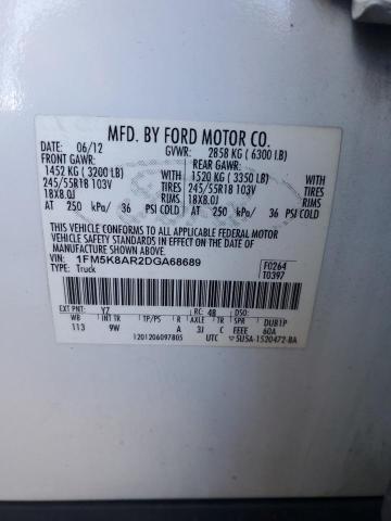 1FM5K8AR2DGA68689 - 2013 FORD EXPLORER POLICE INTERCEPTOR WHITE photo 13