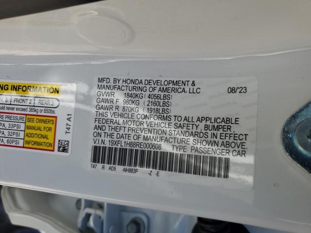 19XFL1H88RE000608 - 2024 HONDA CIVIC SPORT TOURING أبيض صورة 12